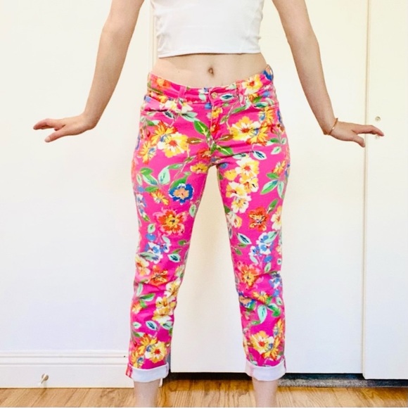 Kate Spade Barbie Pink Floral Print Jeans SZ 28 - Picture 1 of 5